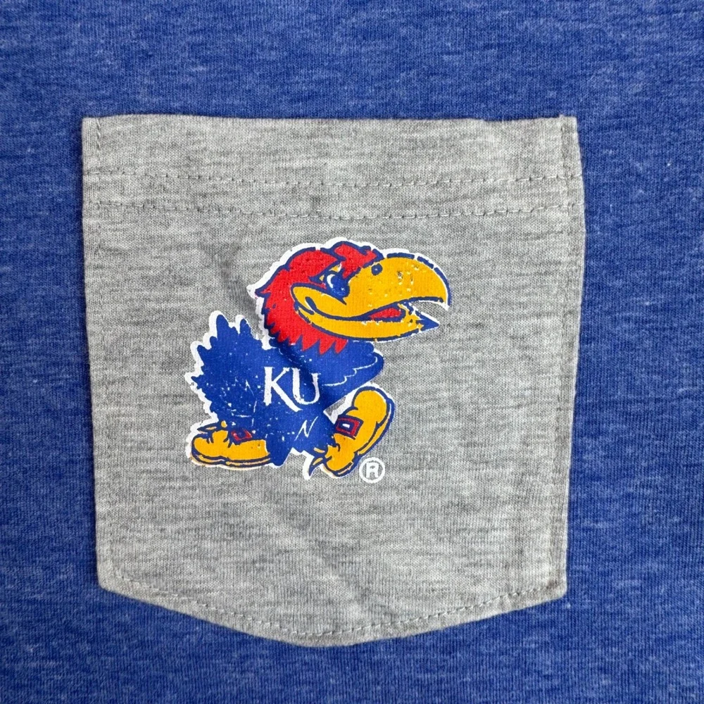 Champion Kansas Jayhawks T-Shirt Mens Large Blue‎ Pocket Tee - Picture 3 of 12